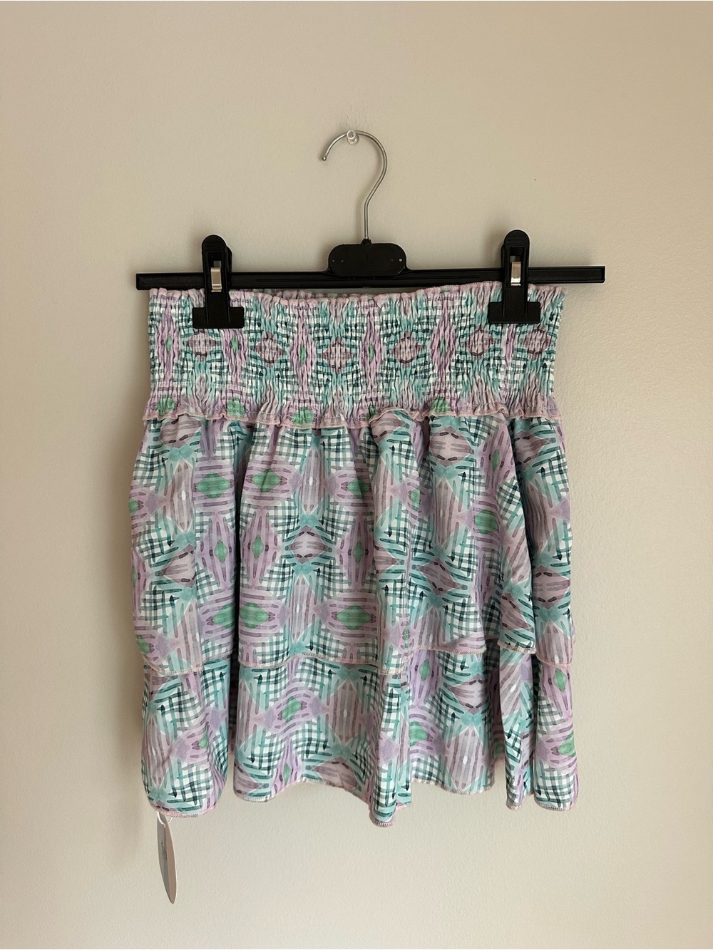 Pleat Collection Girls Skirt Purple Blue Print Smocked Elastic Waist Size 14 NEW